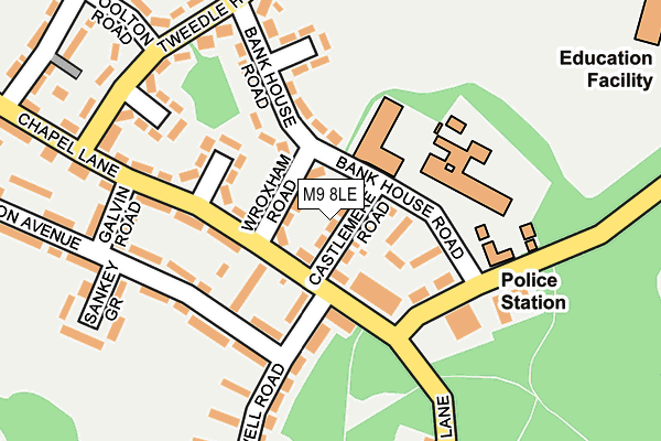 M9 8LE map - OS OpenMap – Local (Ordnance Survey)