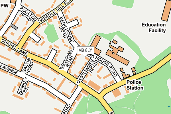 M9 8LY map - OS OpenMap – Local (Ordnance Survey)