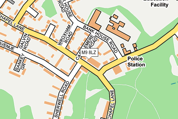 M9 8LZ map - OS OpenMap – Local (Ordnance Survey)