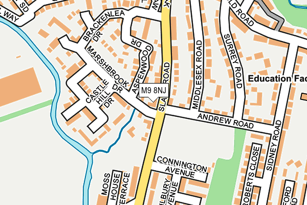 M9 8NJ map - OS OpenMap – Local (Ordnance Survey)