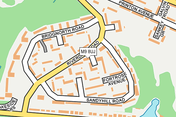 M9 8UJ map - OS OpenMap – Local (Ordnance Survey)