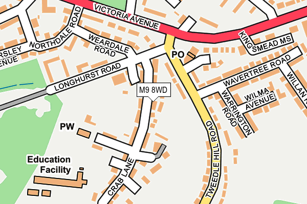 M9 8WD map - OS OpenMap – Local (Ordnance Survey)
