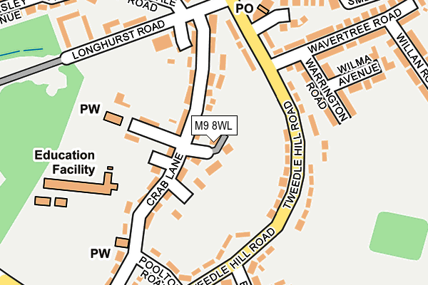 M9 8WL map - OS OpenMap – Local (Ordnance Survey)