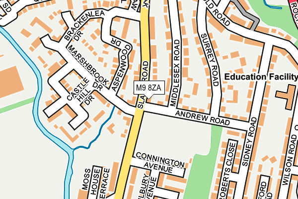 M9 8ZA map - OS OpenMap – Local (Ordnance Survey)