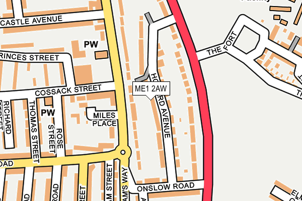 ME1 2AW map - OS OpenMap – Local (Ordnance Survey)