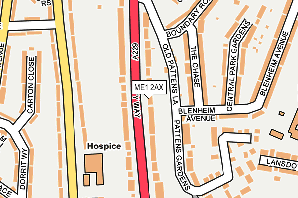 ME1 2AX map - OS OpenMap – Local (Ordnance Survey)
