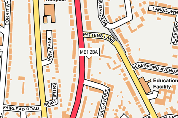 ME1 2BA map - OS OpenMap – Local (Ordnance Survey)