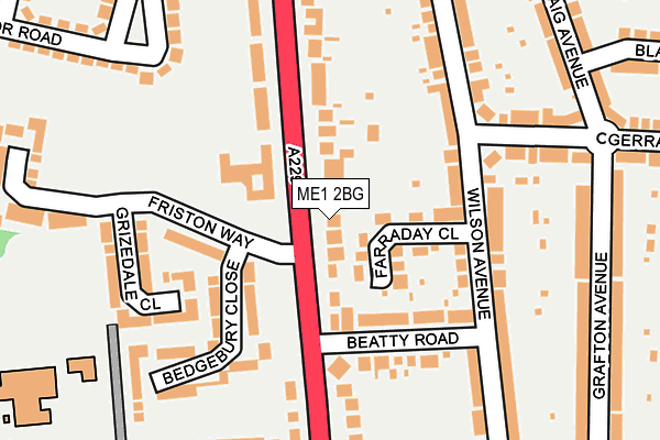 ME1 2BG map - OS OpenMap – Local (Ordnance Survey)