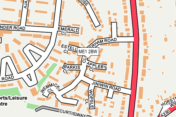 ME1 2BW map - OS OpenMap – Local (Ordnance Survey)