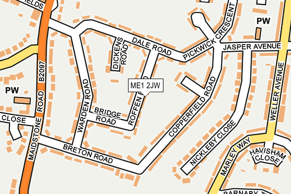 ME1 2JW map - OS OpenMap – Local (Ordnance Survey)