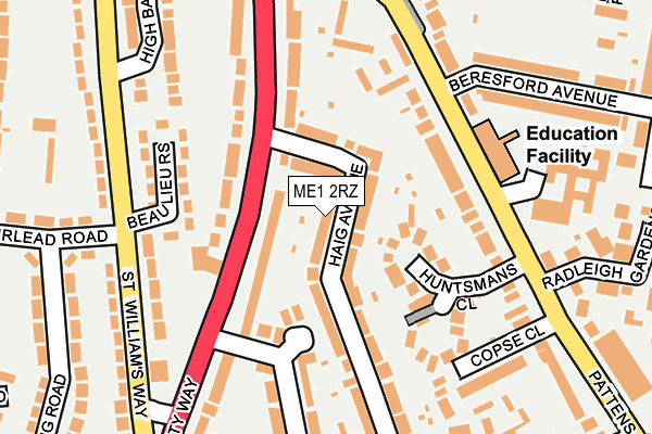 ME1 2RZ map - OS OpenMap – Local (Ordnance Survey)