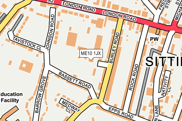 ME10 1JX map - OS OpenMap – Local (Ordnance Survey)
