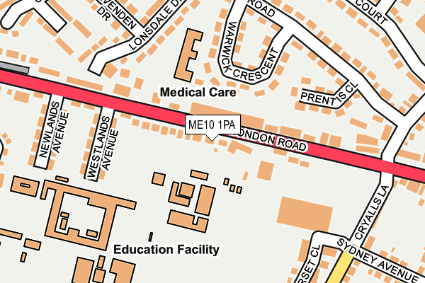 ME10 1PA map - OS OpenMap – Local (Ordnance Survey)