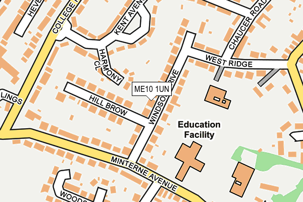 ME10 1UN map - OS OpenMap – Local (Ordnance Survey)