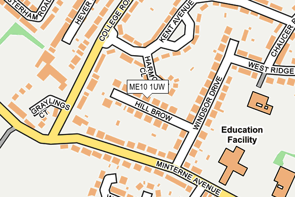 ME10 1UW map - OS OpenMap – Local (Ordnance Survey)