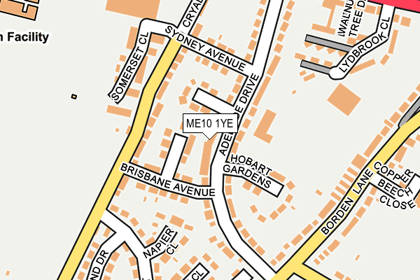 ME10 1YE map - OS OpenMap – Local (Ordnance Survey)