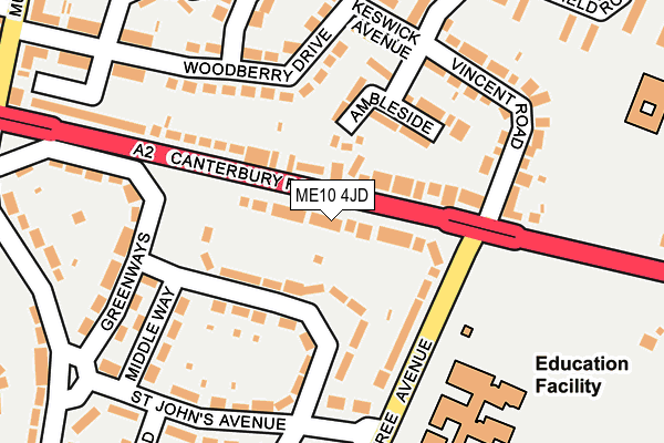 ME10 4JD map - OS OpenMap – Local (Ordnance Survey)