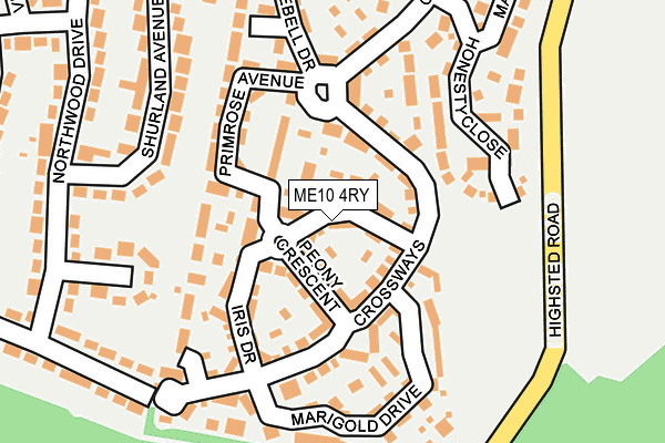 ME10 4RY map - OS OpenMap – Local (Ordnance Survey)