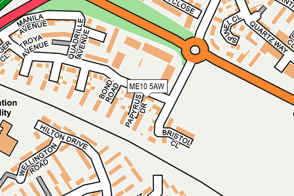 ME10 5AW map - OS OpenMap – Local (Ordnance Survey)