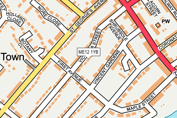 ME12 1YB map - OS OpenMap – Local (Ordnance Survey)