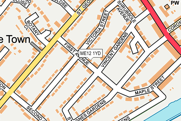 ME12 1YD map - OS OpenMap – Local (Ordnance Survey)