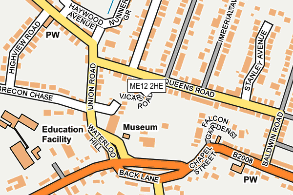 ME12 2HE map - OS OpenMap – Local (Ordnance Survey)