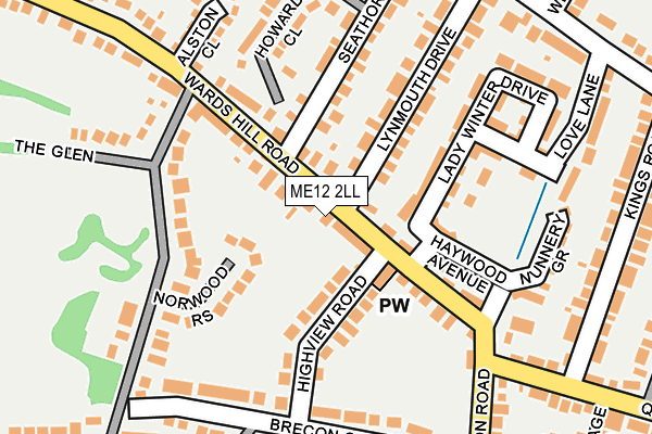 ME12 2LL map - OS OpenMap – Local (Ordnance Survey)