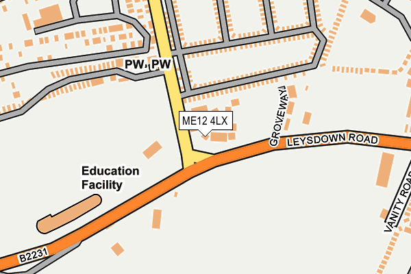 ME12 4LX map - OS OpenMap – Local (Ordnance Survey)