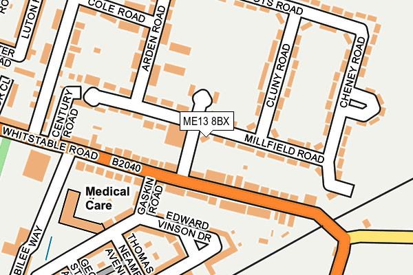 ME13 8BX map - OS OpenMap – Local (Ordnance Survey)