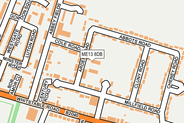 ME13 8DB map - OS OpenMap – Local (Ordnance Survey)
