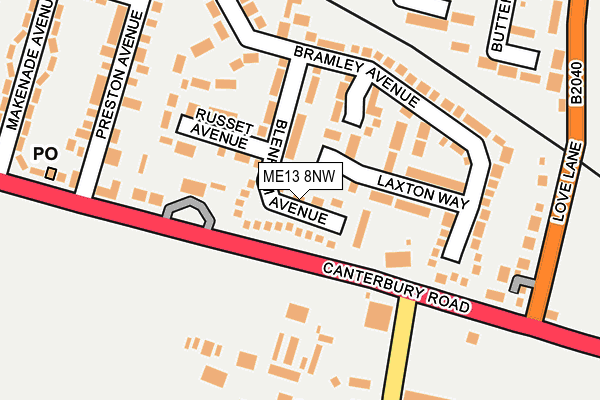 ME13 8NW map - OS OpenMap – Local (Ordnance Survey)