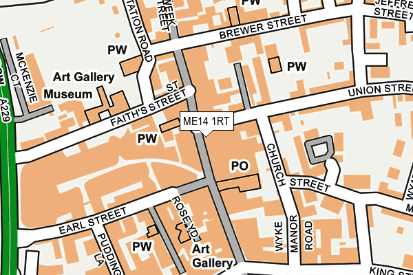 ME14 1RT map - OS OpenMap – Local (Ordnance Survey)