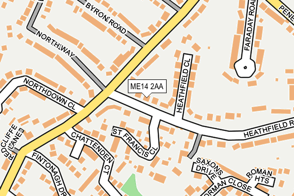 ME14 2AA map - OS OpenMap – Local (Ordnance Survey)