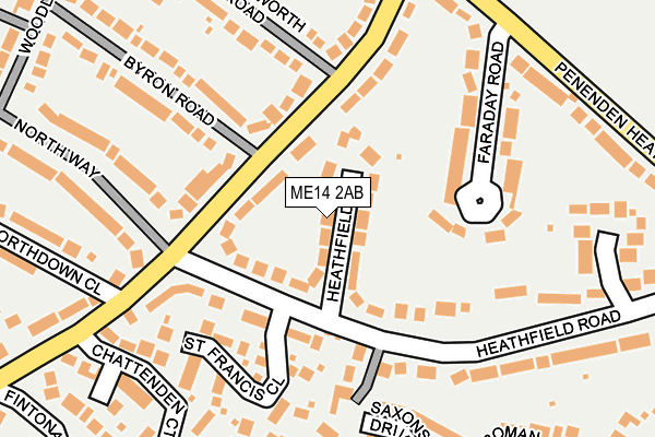 ME14 2AB map - OS OpenMap – Local (Ordnance Survey)