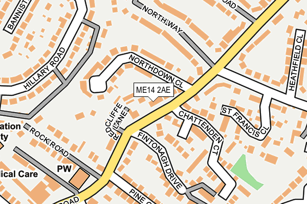 ME14 2AE map - OS OpenMap – Local (Ordnance Survey)