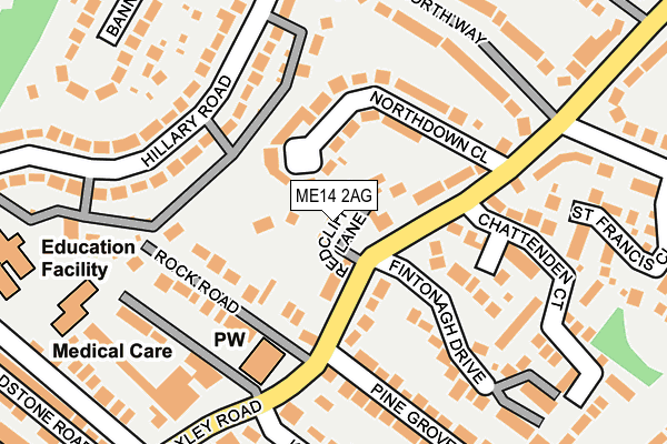 ME14 2AG map - OS OpenMap – Local (Ordnance Survey)