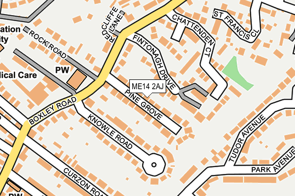 ME14 2AJ map - OS OpenMap – Local (Ordnance Survey)
