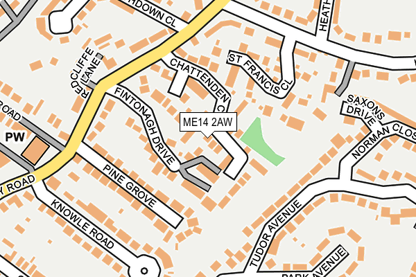 ME14 2AW map - OS OpenMap – Local (Ordnance Survey)