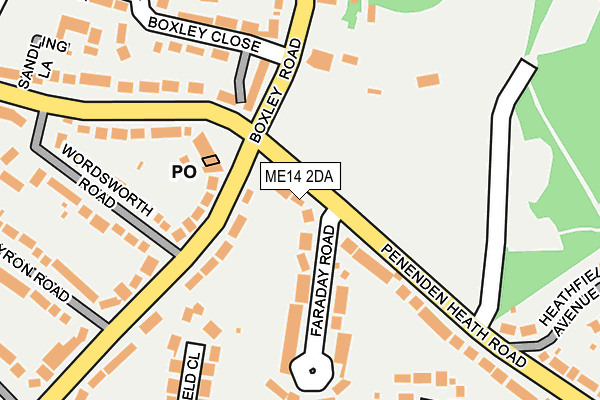 ME14 2DA map - OS OpenMap – Local (Ordnance Survey)