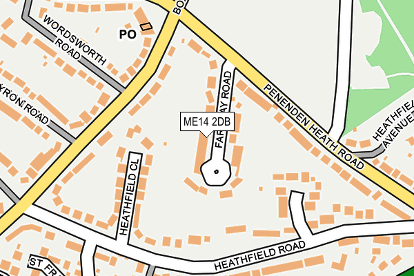 ME14 2DB map - OS OpenMap – Local (Ordnance Survey)