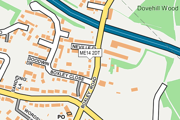 ME14 2DT map - OS OpenMap – Local (Ordnance Survey)