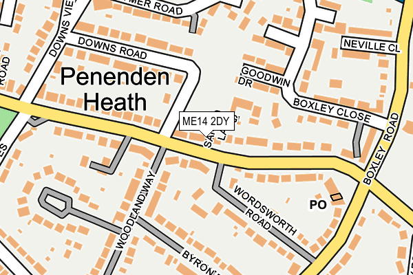 ME14 2DY map - OS OpenMap – Local (Ordnance Survey)