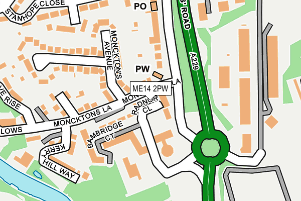 ME14 2PW map - OS OpenMap – Local (Ordnance Survey)