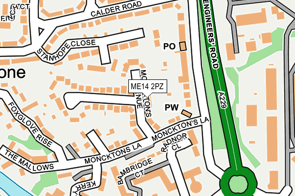 ME14 2PZ map - OS OpenMap – Local (Ordnance Survey)