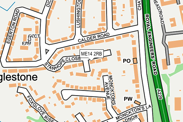 ME14 2RB map - OS OpenMap – Local (Ordnance Survey)