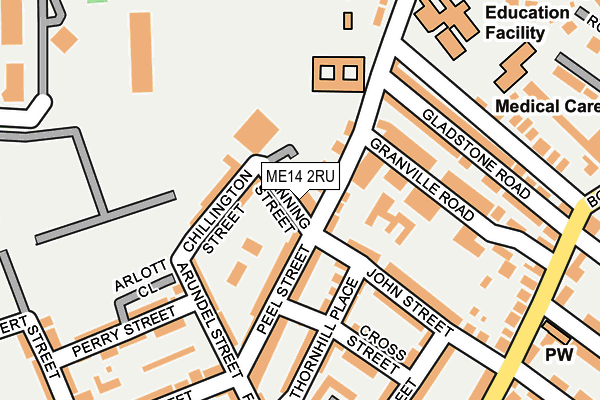 ME14 2RU map - OS OpenMap – Local (Ordnance Survey)