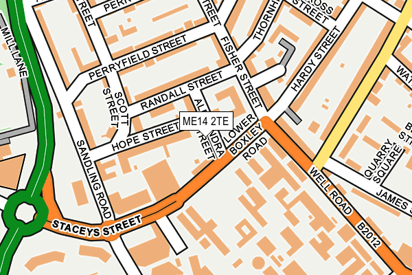 ME14 2TE map - OS OpenMap – Local (Ordnance Survey)