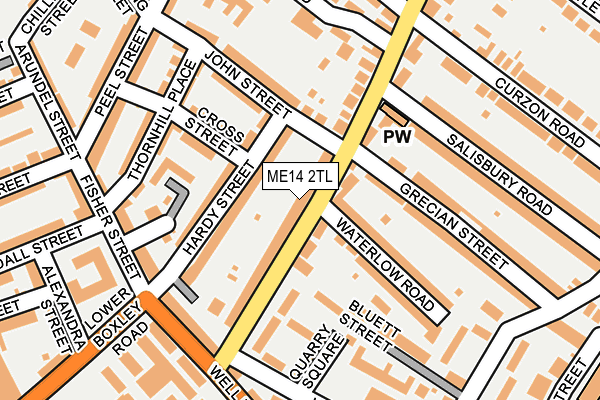 ME14 2TL map - OS OpenMap – Local (Ordnance Survey)