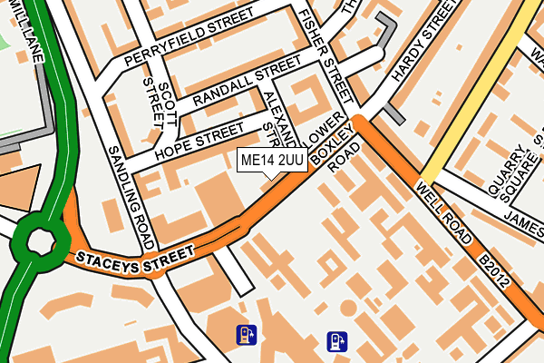 ME14 2UU map - OS OpenMap – Local (Ordnance Survey)