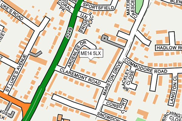 ME14 5LX map - OS OpenMap – Local (Ordnance Survey)